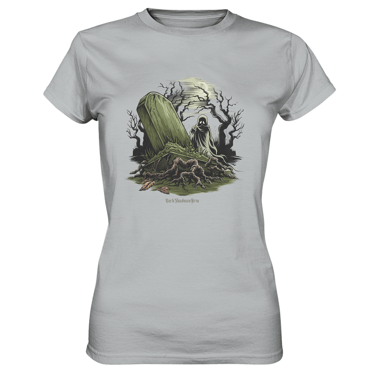 Düsterer Friedhof bei Nacht - Geist vor verfallenem Grabstein in mystischer Atmosphäre - Ladies Premium Shirt | Lady - Shirts | Dark Shadows Arts