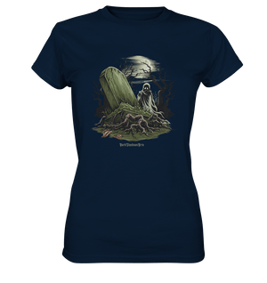 Düsterer Friedhof bei Nacht - Geist vor verfallenem Grabstein in mystischer Atmosphäre - Ladies Premium Shirt | Lady - Shirts | Dark Shadows Arts