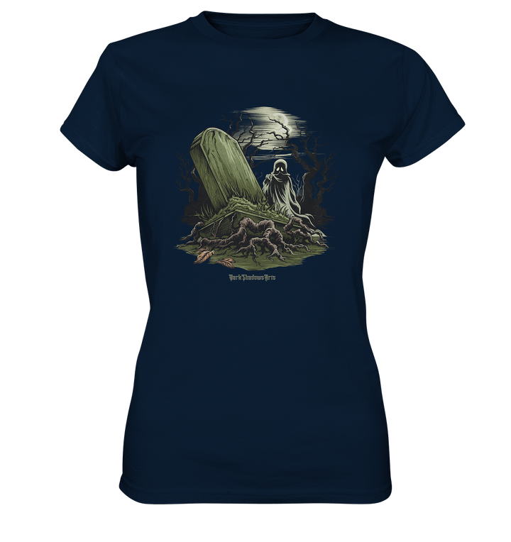 Düsterer Friedhof bei Nacht - Geist vor verfallenem Grabstein in mystischer Atmosphäre - Ladies Premium Shirt | Lady - Shirts | Dark Shadows Arts