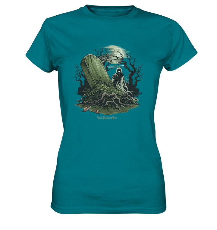 Düsterer Friedhof bei Nacht - Geist vor verfallenem Grabstein in mystischer Atmosphäre - Ladies Premium Shirt | Lady - Shirts | Dark Shadows Arts