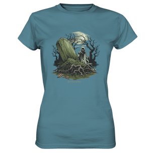 Düsterer Friedhof bei Nacht - Geist vor verfallenem Grabstein in mystischer Atmosphäre - Ladies Premium Shirt | Lady - Shirts | Dark Shadows Arts
