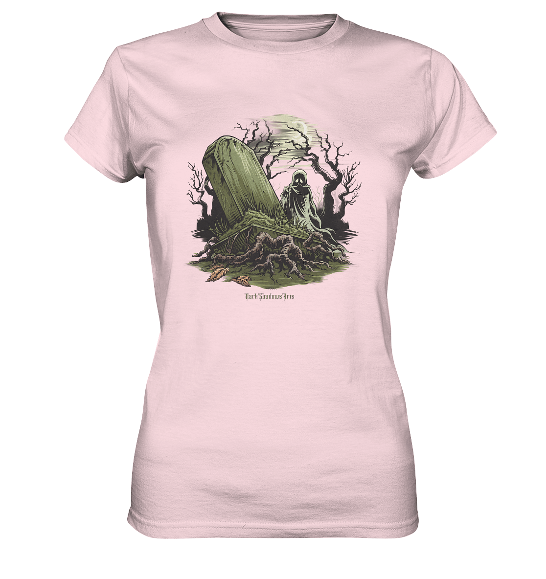Düsterer Friedhof bei Nacht - Geist vor verfallenem Grabstein in mystischer Atmosphäre - Ladies Premium Shirt | Lady - Shirts | Dark Shadows Arts