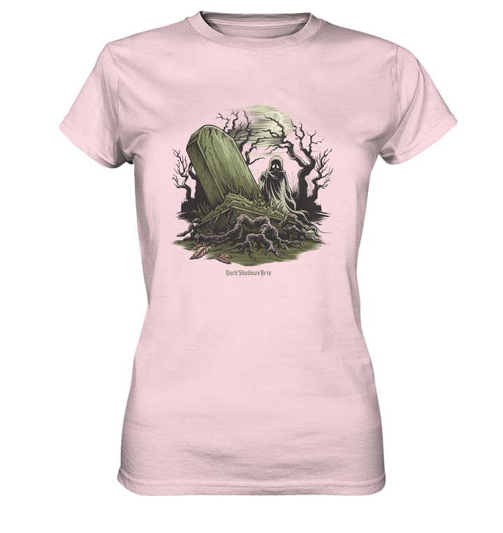 Düsterer Friedhof bei Nacht - Geist vor verfallenem Grabstein in mystischer Atmosphäre - Ladies Premium Shirt | Lady - Shirts | Dark Shadows Arts