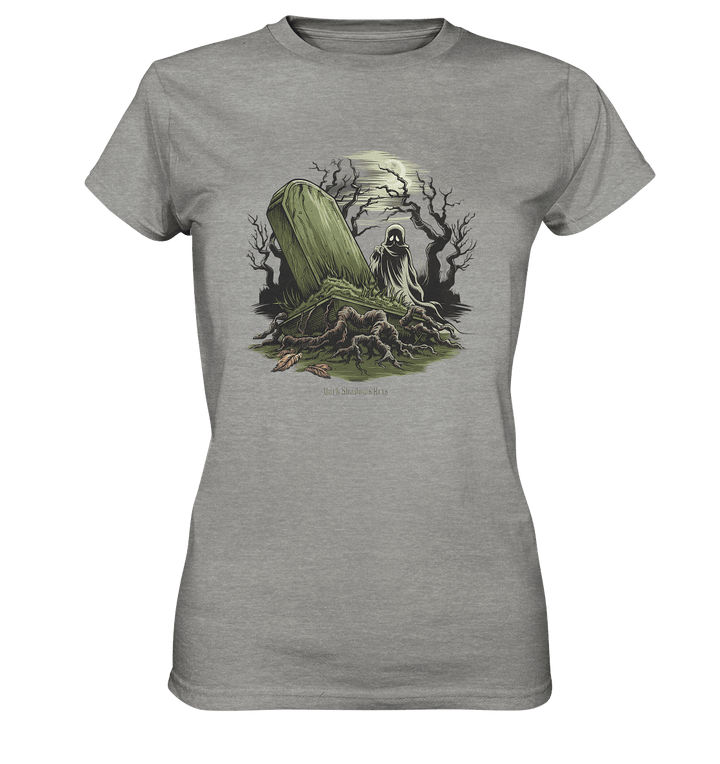 Düsterer Friedhof bei Nacht - Geist vor verfallenem Grabstein in mystischer Atmosphäre - Ladies Premium Shirt | Lady - Shirts | Dark Shadows Arts