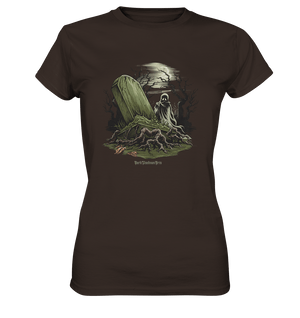 Düsterer Friedhof bei Nacht - Geist vor verfallenem Grabstein in mystischer Atmosphäre - Ladies Premium Shirt | Lady - Shirts | Dark Shadows Arts