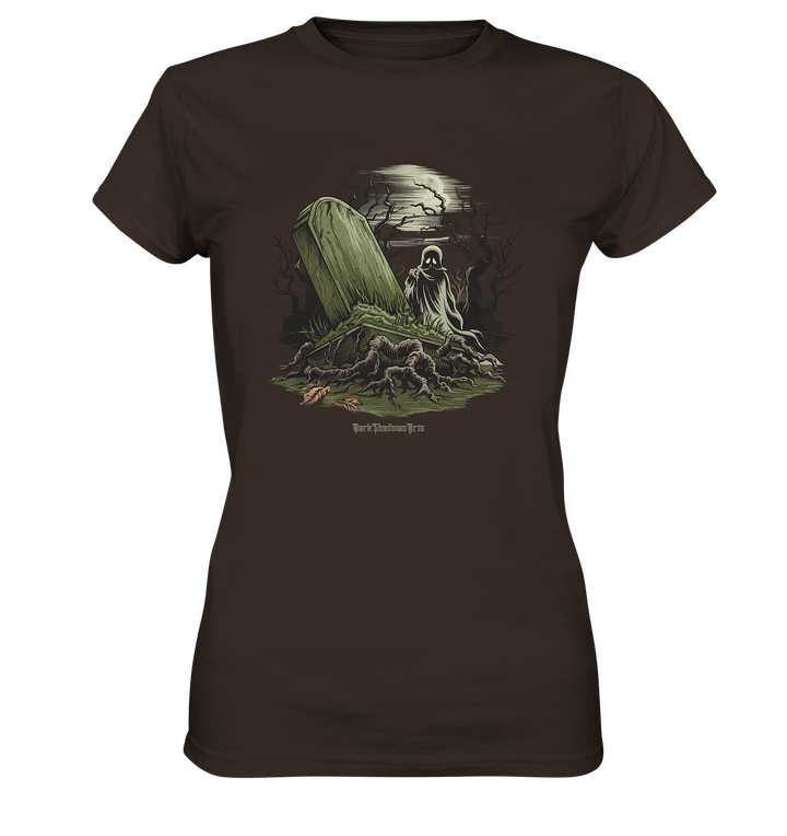 Düsterer Friedhof bei Nacht - Geist vor verfallenem Grabstein in mystischer Atmosphäre - Ladies Premium Shirt | Lady - Shirts | Dark Shadows Arts