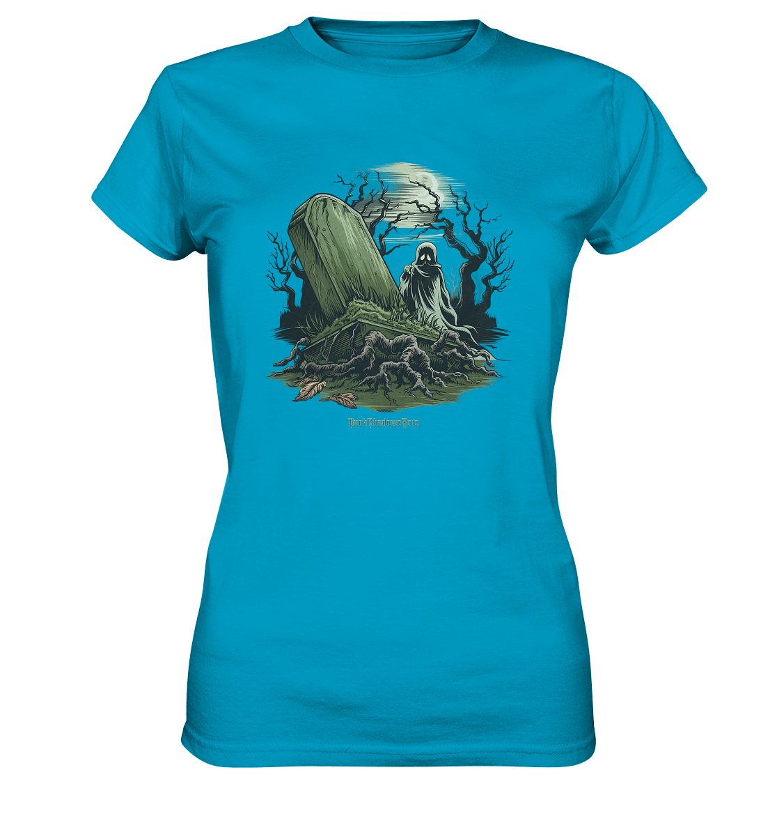 Düsterer Friedhof bei Nacht - Geist vor verfallenem Grabstein in mystischer Atmosphäre - Ladies Premium Shirt | Lady - Shirts | Dark Shadows Arts