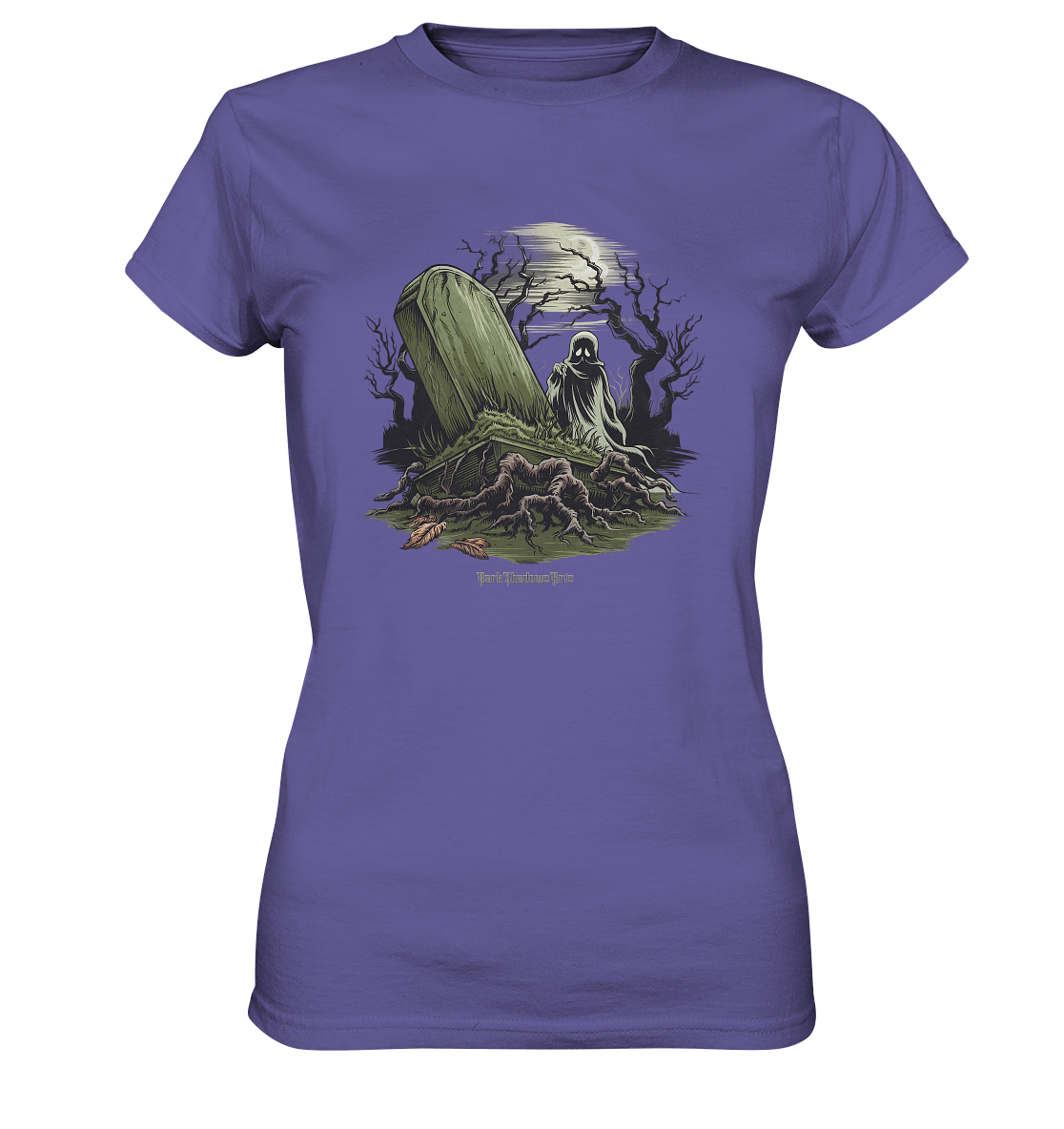 Düsterer Friedhof bei Nacht - Geist vor verfallenem Grabstein in mystischer Atmosphäre - Ladies Premium Shirt | Lady - Shirts | Dark Shadows Arts