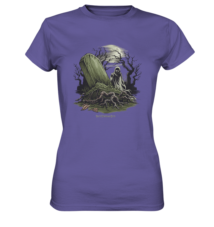 Düsterer Friedhof bei Nacht - Geist vor verfallenem Grabstein in mystischer Atmosphäre - Ladies Premium Shirt | Lady - Shirts | Dark Shadows Arts