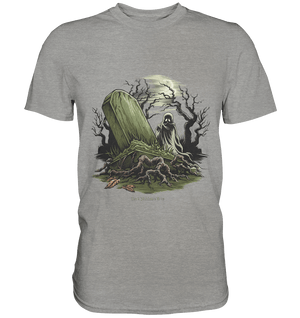 Düsterer Friedhof bei Nacht - Geist vor verfallenem Grabstein in mystischer Atmosphäre - Premium Shirt | Unisex - Shirts | Dark Shadows Arts