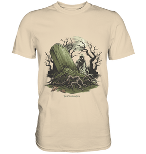 Düsterer Friedhof bei Nacht - Geist vor verfallenem Grabstein in mystischer Atmosphäre - Premium Shirt | Unisex - Shirts | Dark Shadows Arts
