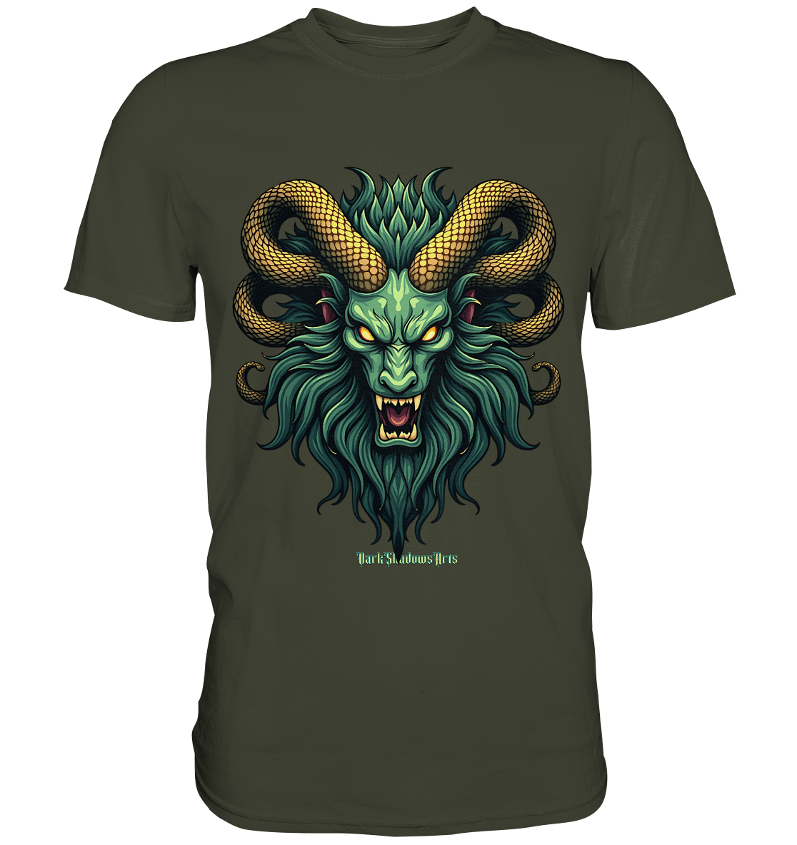 Emerald Inferno Dragon s Gaze - Premium Shirt | Unisex - Shirts | Dark Shadows Arts