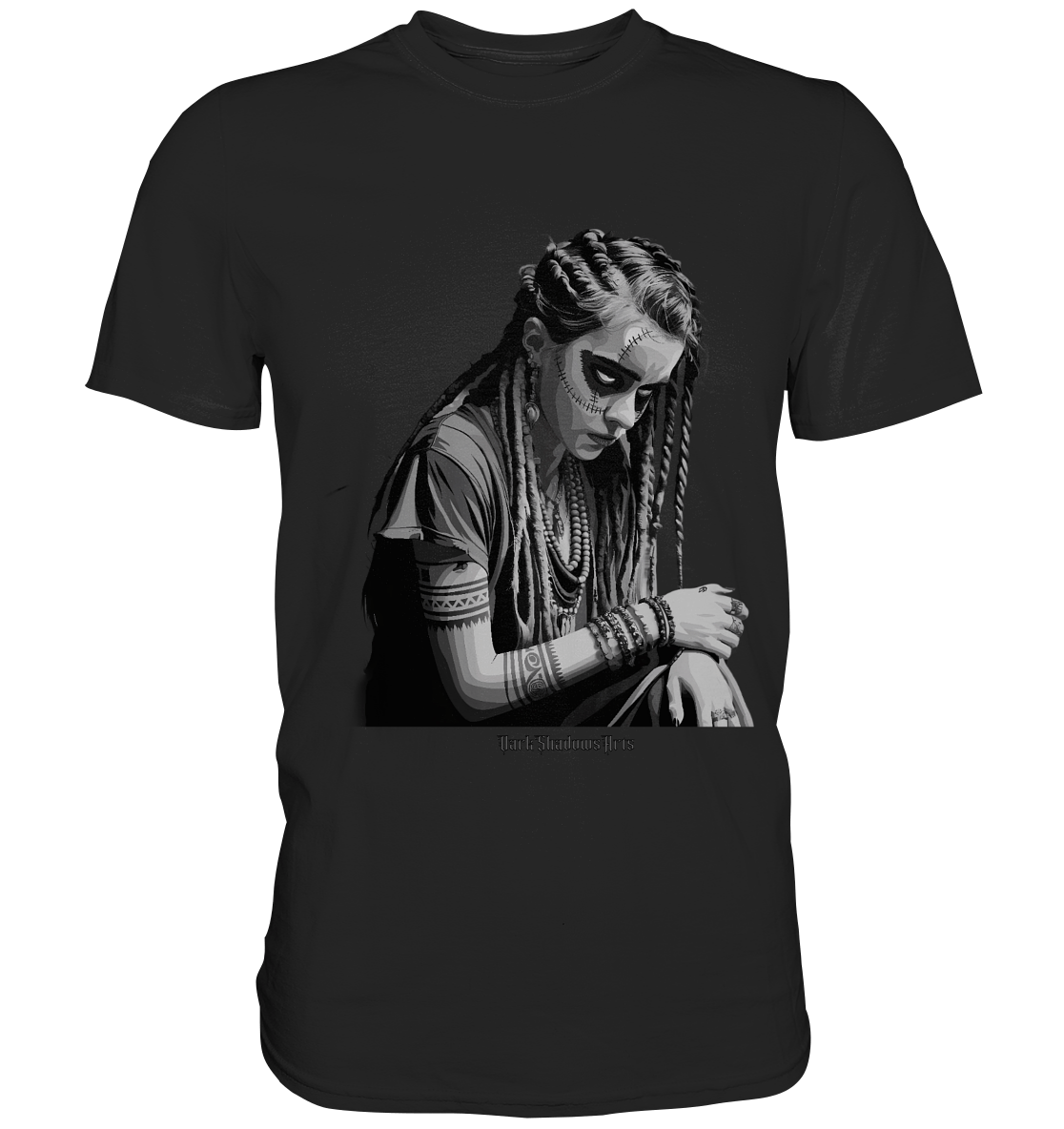 Enigmatic Veil Tattooed Persona - Premium Shirt | Unisex - Shirts | Dark Shadows Arts