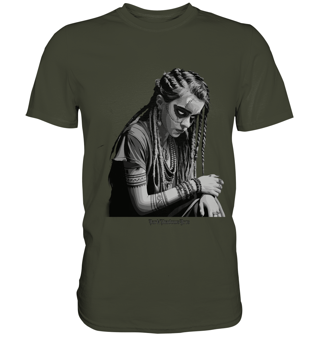 Enigmatic Veil Tattooed Persona - Premium Shirt | Unisex - Shirts | Dark Shadows Arts