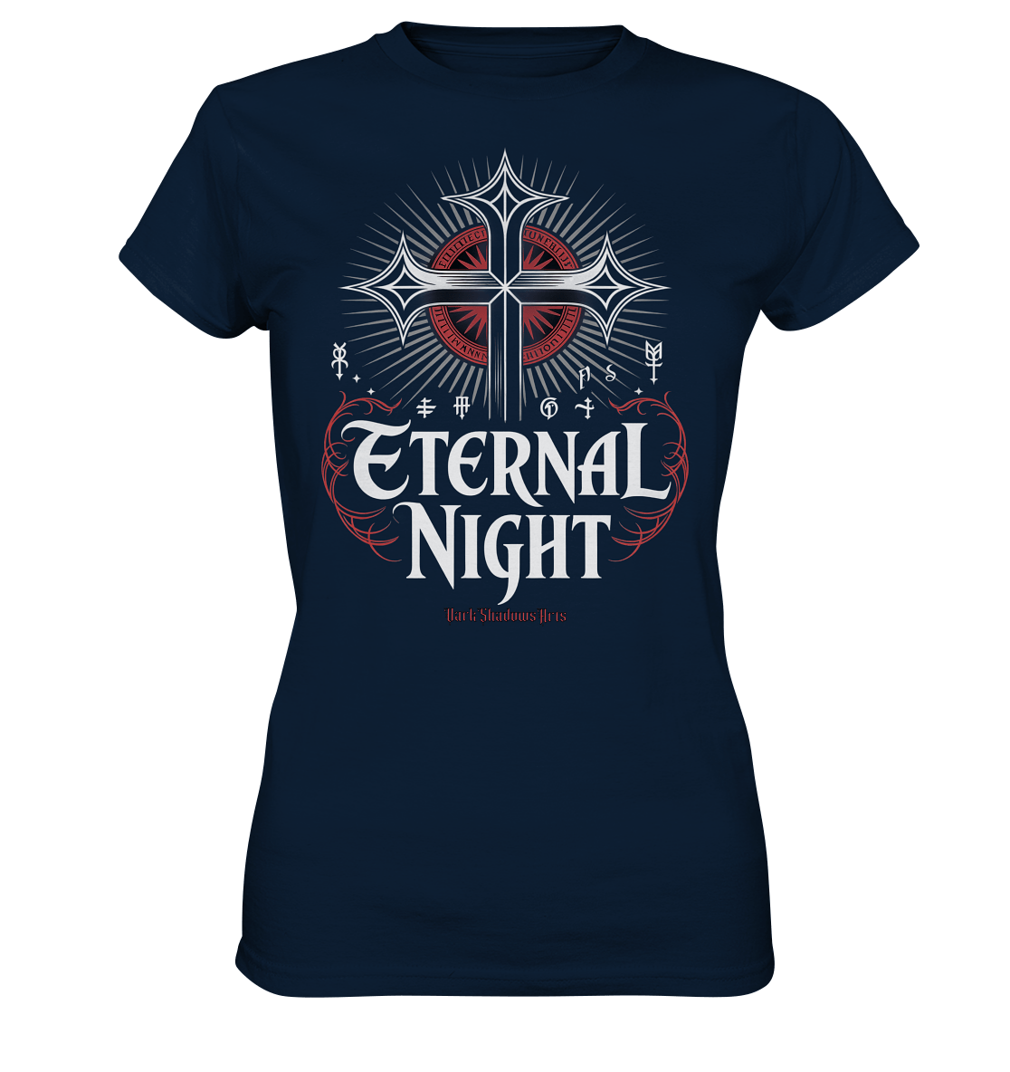 ETERNAL NIGHT – Mystisches gotisches Design mit Kreuz und Symbolen - Ladies Premium Shirt | Lady - Shirts | Dark Shadows Arts
