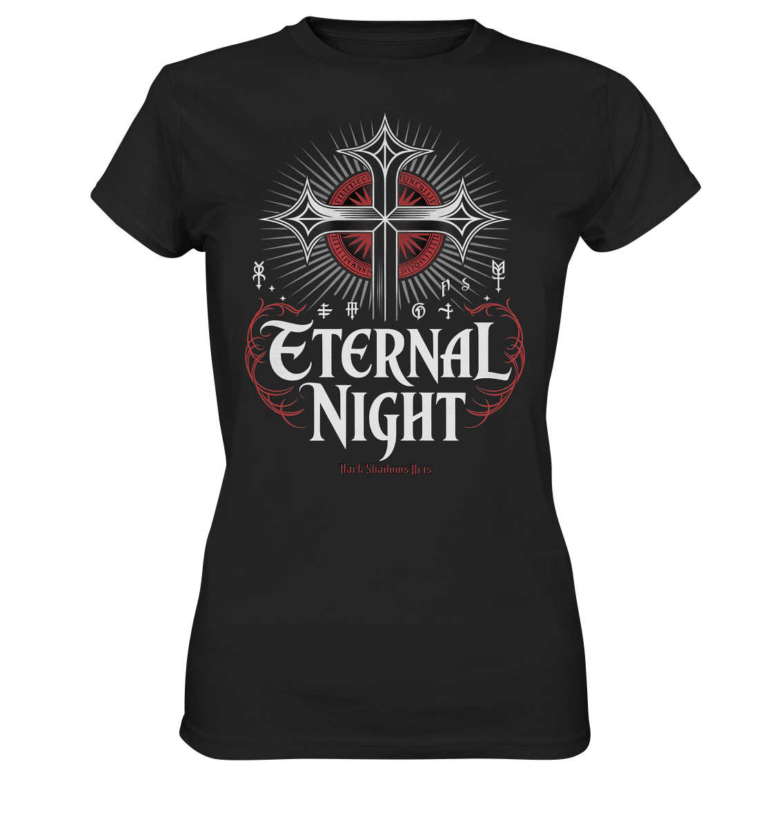 ETERNAL NIGHT – Mystisches gotisches Design mit Kreuz und Symbolen - Ladies Premium Shirt | Lady - Shirts | Dark Shadows Arts