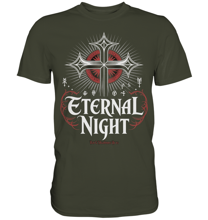 ETERNAL NIGHT – Mystisches gotisches Design mit Kreuz und Symbolen - Premium Shirt | Unisex - Shirts | Dark Shadows Arts