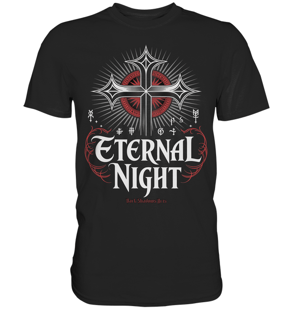 ETERNAL NIGHT – Mystisches gotisches Design mit Kreuz und Symbolen - Premium Shirt | Unisex - Shirts | Dark Shadows Arts