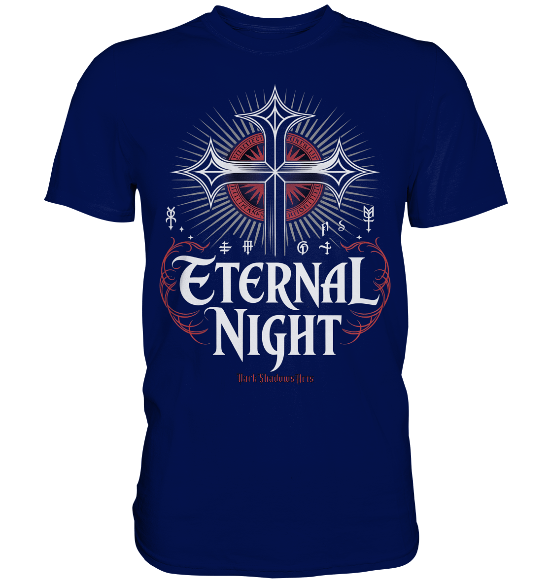 ETERNAL NIGHT – Mystisches gotisches Design mit Kreuz und Symbolen - Premium Shirt | Unisex - Shirts | Dark Shadows Arts