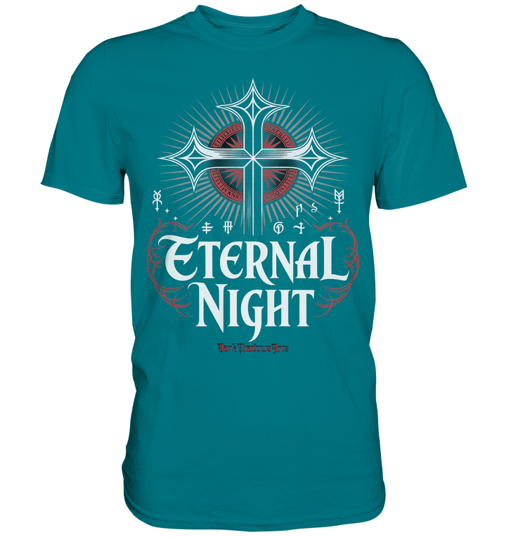 ETERNAL NIGHT – Mystisches gotisches Design mit Kreuz und Symbolen - Premium Shirt | Unisex - Shirts | Dark Shadows Arts