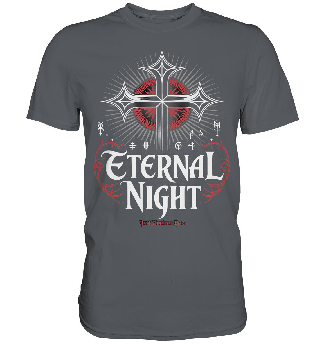 ETERNAL NIGHT – Mystisches gotisches Design mit Kreuz und Symbolen - Premium Shirt | Unisex - Shirts | Dark Shadows Arts
