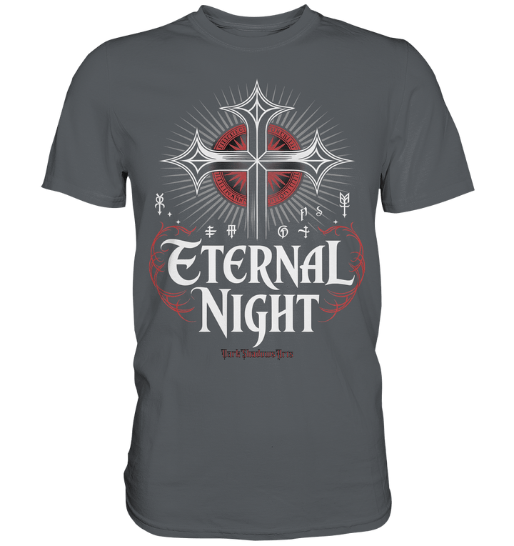 ETERNAL NIGHT – Mystisches gotisches Design mit Kreuz und Symbolen - Premium Shirt | Unisex - Shirts | Dark Shadows Arts