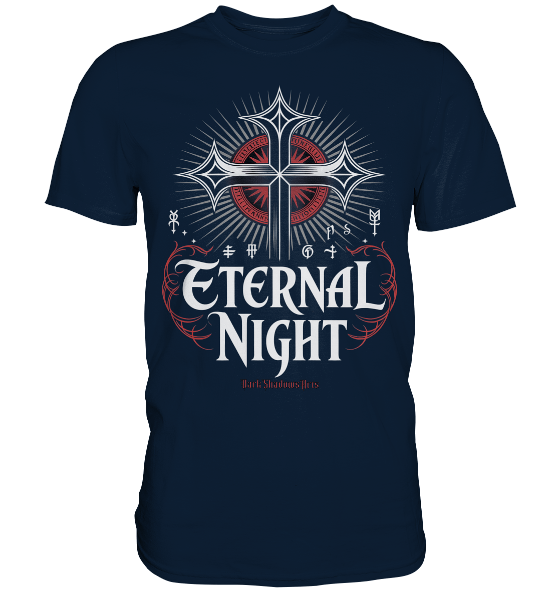 ETERNAL NIGHT – Mystisches gotisches Design mit Kreuz und Symbolen - Premium Shirt | Unisex - Shirts | Dark Shadows Arts