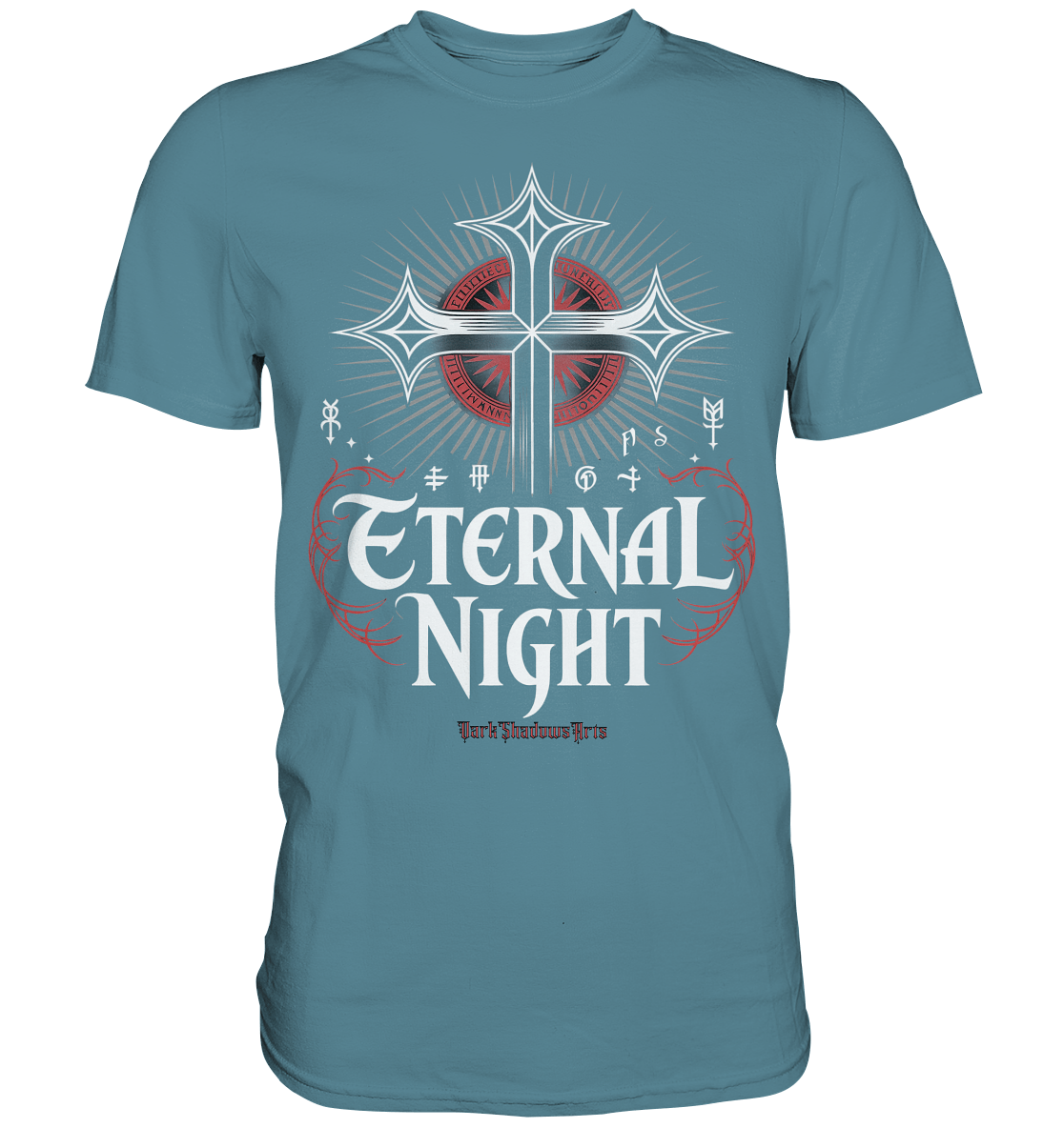 ETERNAL NIGHT – Mystisches gotisches Design mit Kreuz und Symbolen - Premium Shirt | Unisex - Shirts | Dark Shadows Arts
