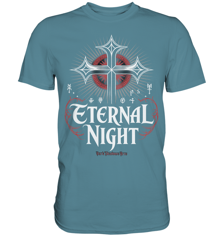 ETERNAL NIGHT – Mystisches gotisches Design mit Kreuz und Symbolen - Premium Shirt | Unisex - Shirts | Dark Shadows Arts