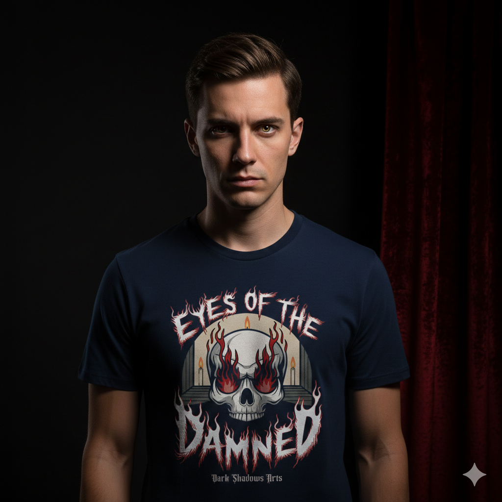 Mystisches Gothic T-Shirt mit okkultem Augen-Motiv Eyes of the Damned aus der Dark Shadows Arts Classix Serie