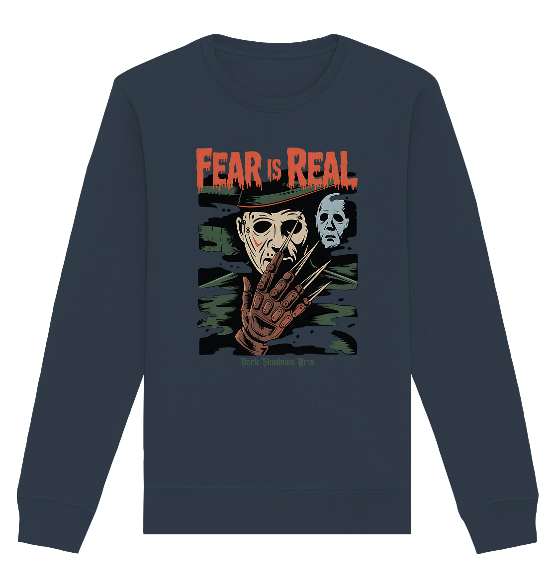 Fear Is Real – Horrorikonen im Schattenstil - DSA - Organic Basic Unisex Sweatshirt | Sweatshirts | Dark Shadows Arts