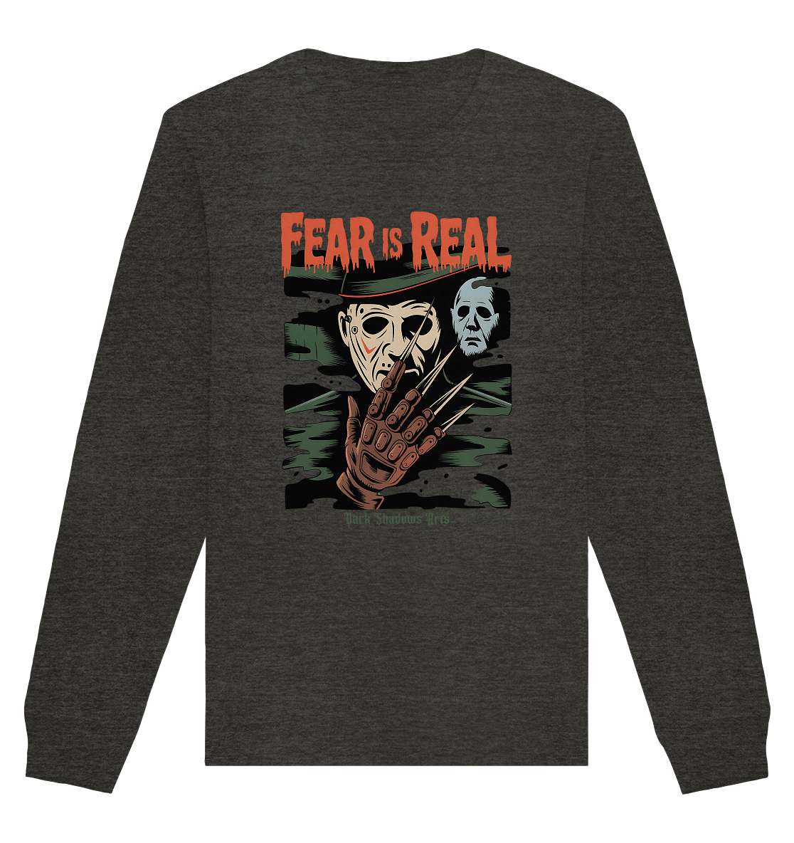 Fear Is Real – Horrorikonen im Schattenstil - DSA - Organic Basic Unisex Sweatshirt | Sweatshirts | Dark Shadows Arts