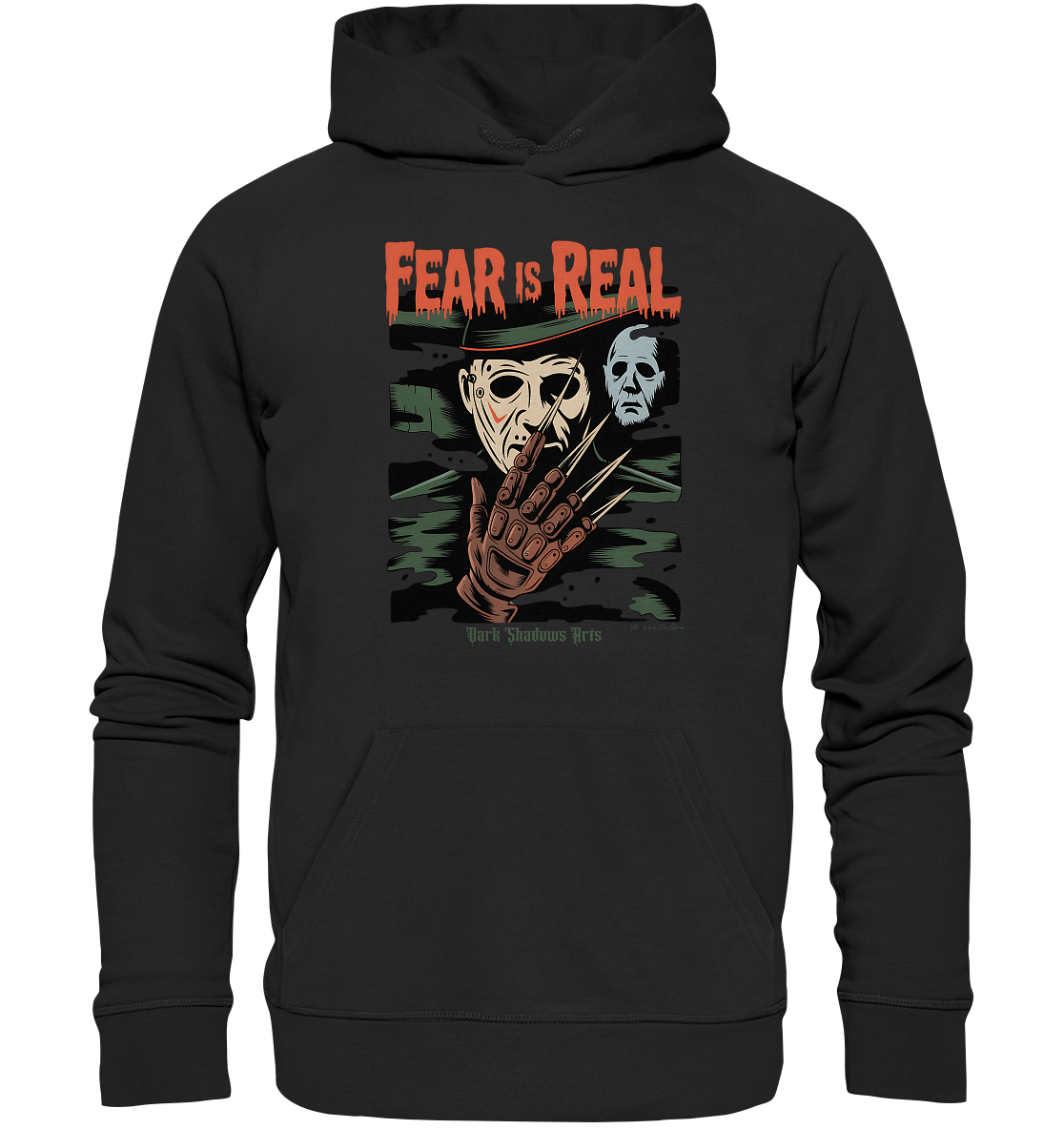 Fear Is Real – Horrorikonen im Schattenstil - DSA - Organic Hoodie | Hoodies | Dark Shadows Arts