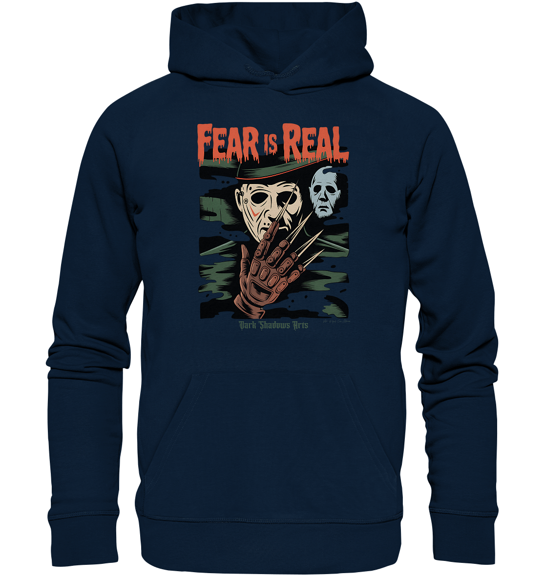Fear Is Real – Horrorikonen im Schattenstil - DSA - Organic Hoodie | Hoodies | Dark Shadows Arts