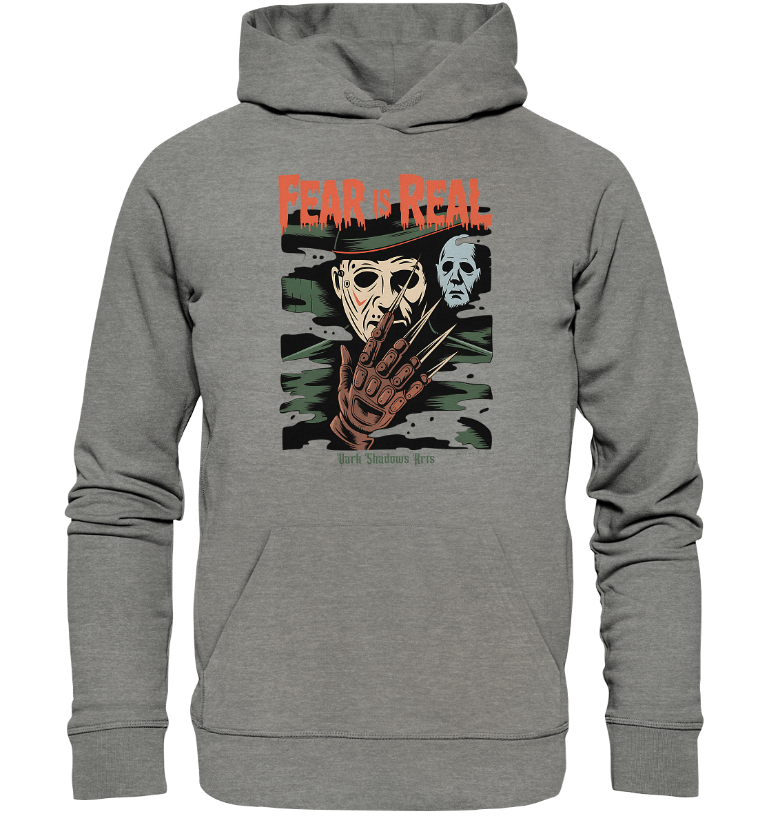 Fear Is Real – Horrorikonen im Schattenstil - DSA - Organic Hoodie | Hoodies | Dark Shadows Arts