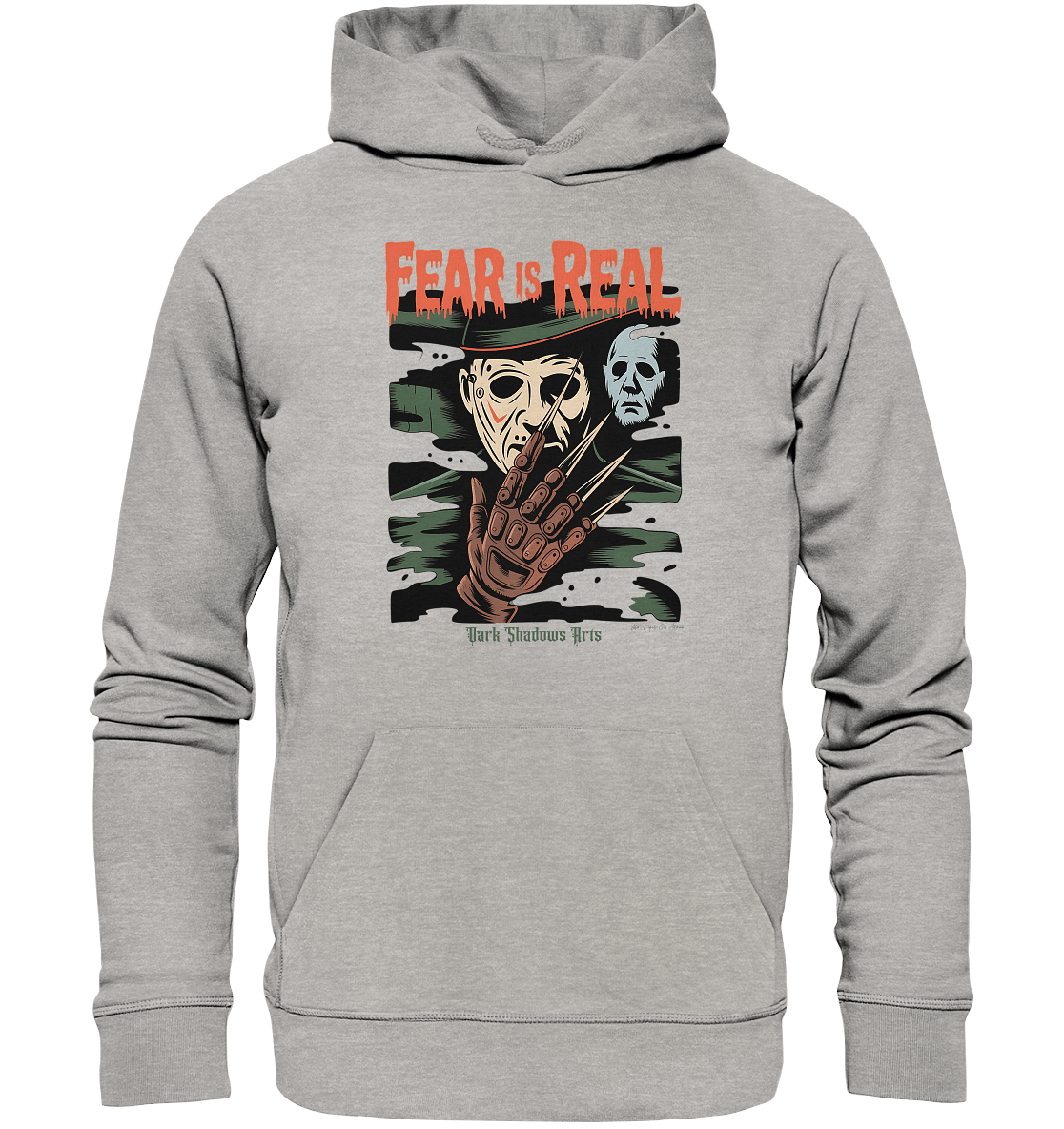 Fear Is Real – Horrorikonen im Schattenstil - DSA - Organic Hoodie | Hoodies | Dark Shadows Arts