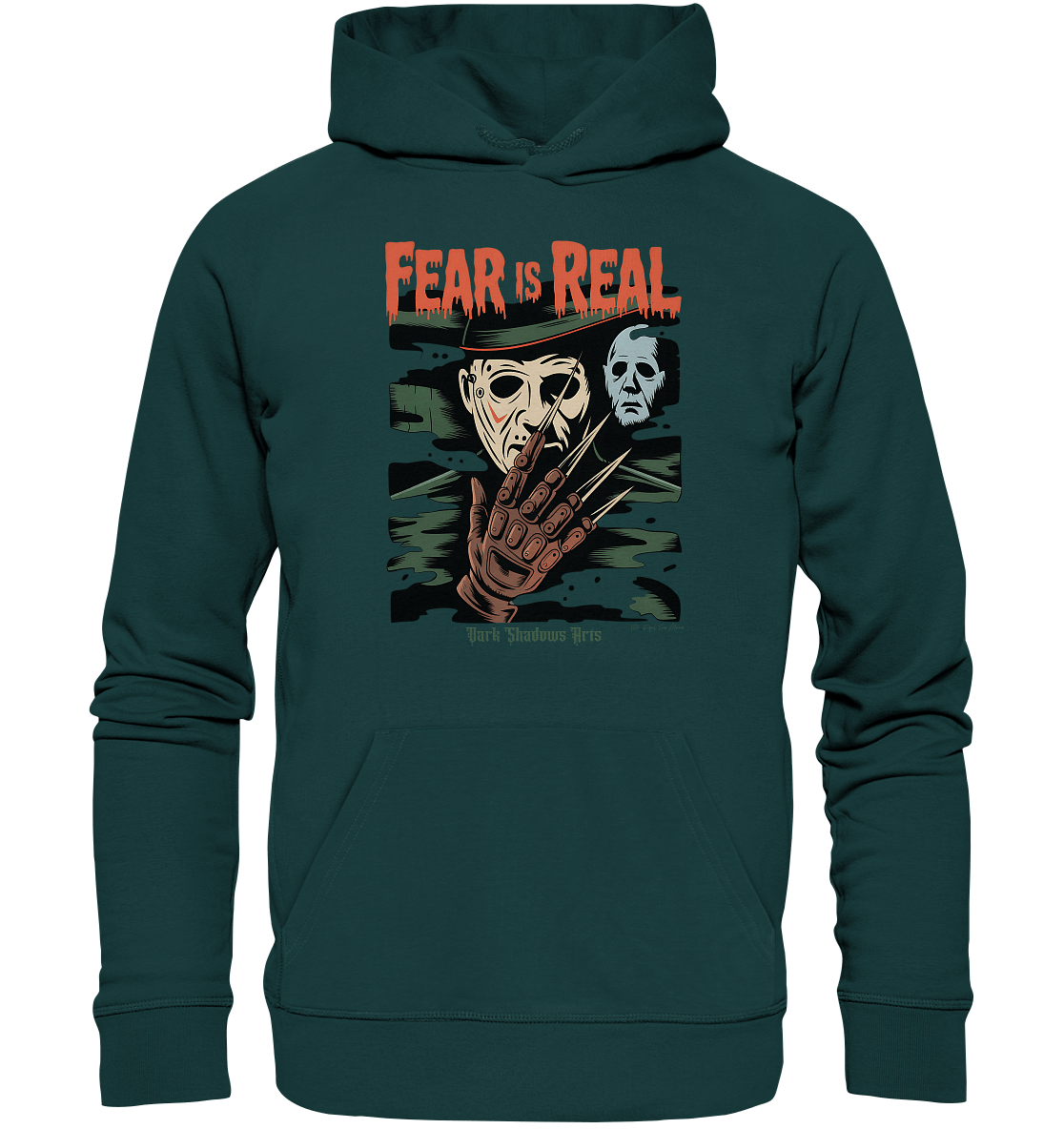 Fear Is Real – Horrorikonen im Schattenstil - DSA - Organic Hoodie | Hoodies | Dark Shadows Arts