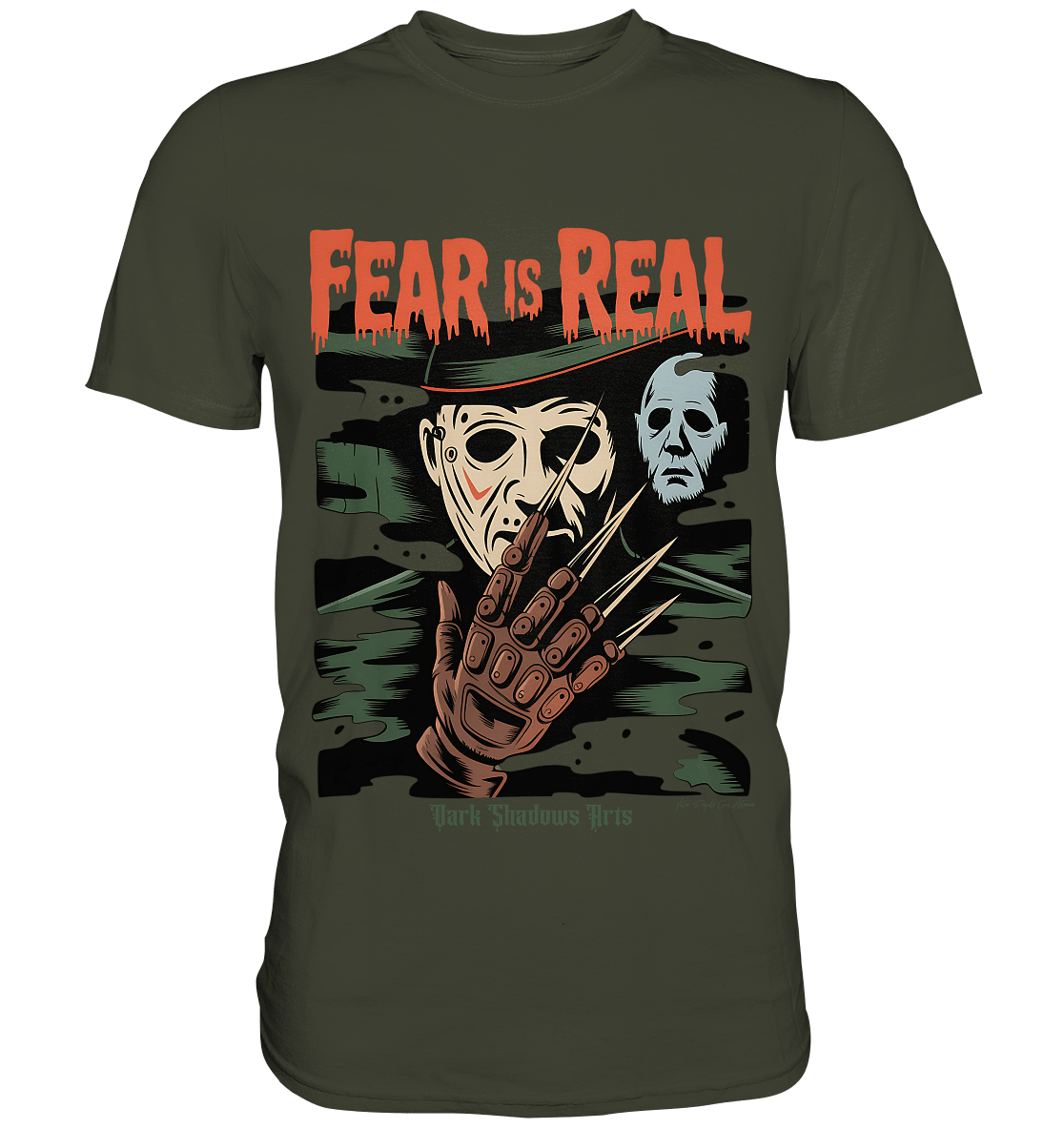 Fear Is Real – Horrorikonen im Schattenstil - DSA - Premium Shirt | Unisex - Shirts | Dark Shadows Arts
