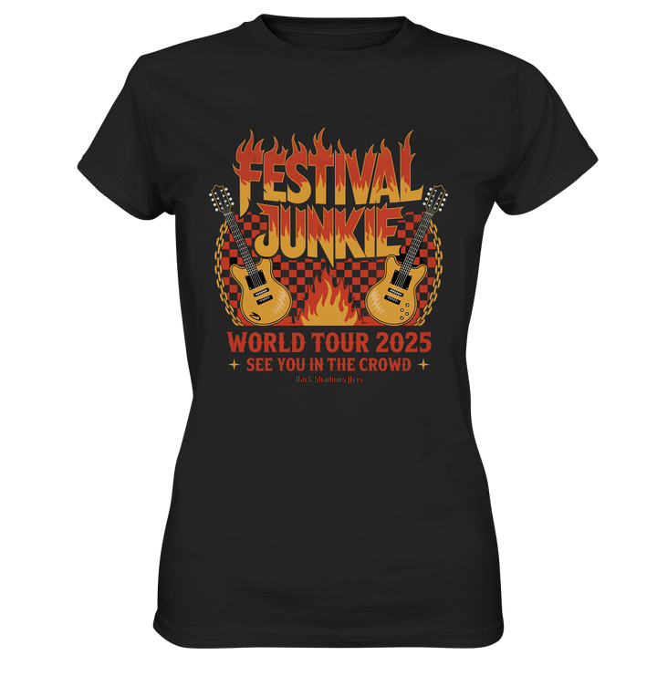 festival junkie - world tour 2025 - rock music passion - Ladies Premium Shirt | Lady - Shirts | Dark Shadows Arts