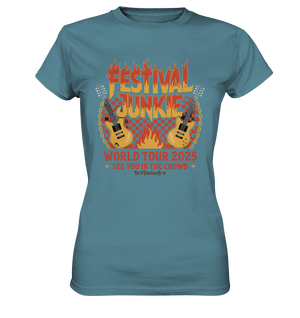 festival junkie - world tour 2025 - rock music passion - Ladies Premium Shirt | Lady - Shirts | Dark Shadows Arts