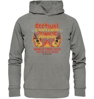 festival junkie - world tour 2025 - rock music passion - Organic Hoodie | Hoodies | Dark Shadows Arts