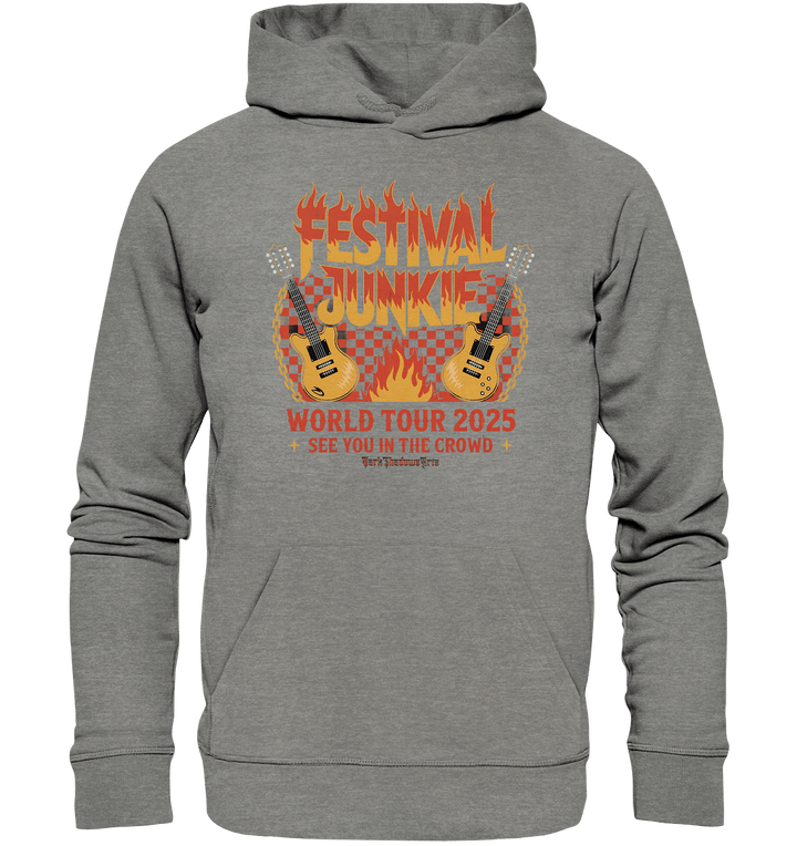 festival junkie - world tour 2025 - rock music passion - Organic Hoodie | Hoodies | Dark Shadows Arts