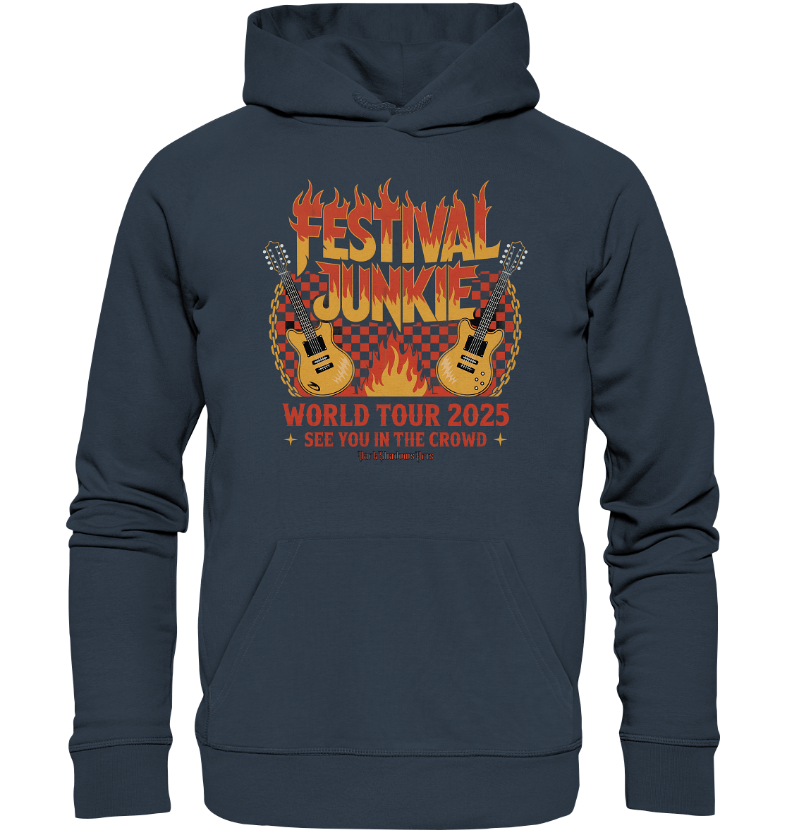 festival junkie - world tour 2025 - rock music passion - Organic Hoodie | Hoodies | Dark Shadows Arts