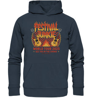 festival junkie - world tour 2025 - rock music passion - Organic Hoodie | Hoodies | Dark Shadows Arts