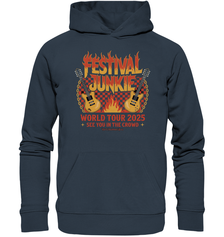 festival junkie - world tour 2025 - rock music passion - Organic Hoodie | Hoodies | Dark Shadows Arts