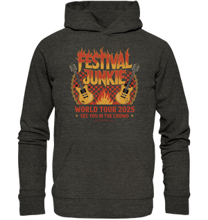 festival junkie - world tour 2025 - rock music passion - Organic Hoodie | Hoodies | Dark Shadows Arts