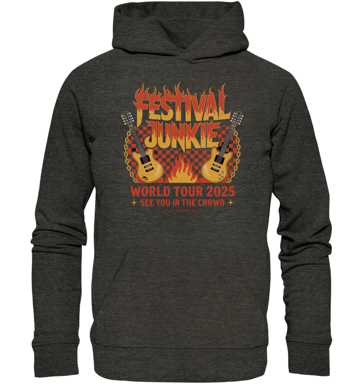 festival junkie - world tour 2025 - rock music passion - Organic Hoodie | Hoodies | Dark Shadows Arts