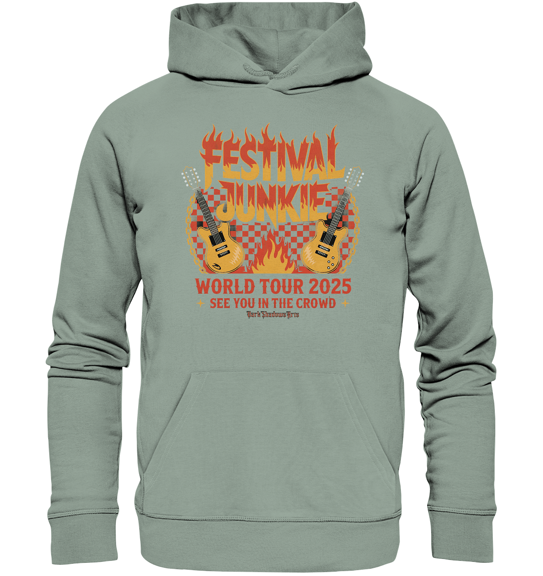 festival junkie - world tour 2025 - rock music passion - Organic Hoodie | Hoodies | Dark Shadows Arts