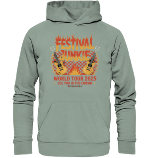 festival junkie - world tour 2025 - rock music passion - Organic Hoodie | Hoodies | Dark Shadows Arts