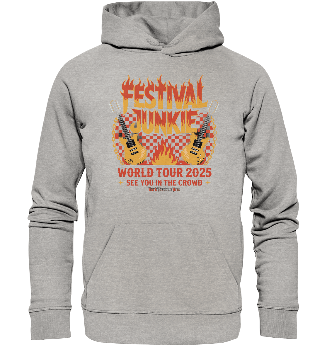 festival junkie - world tour 2025 - rock music passion - Organic Hoodie | Hoodies | Dark Shadows Arts